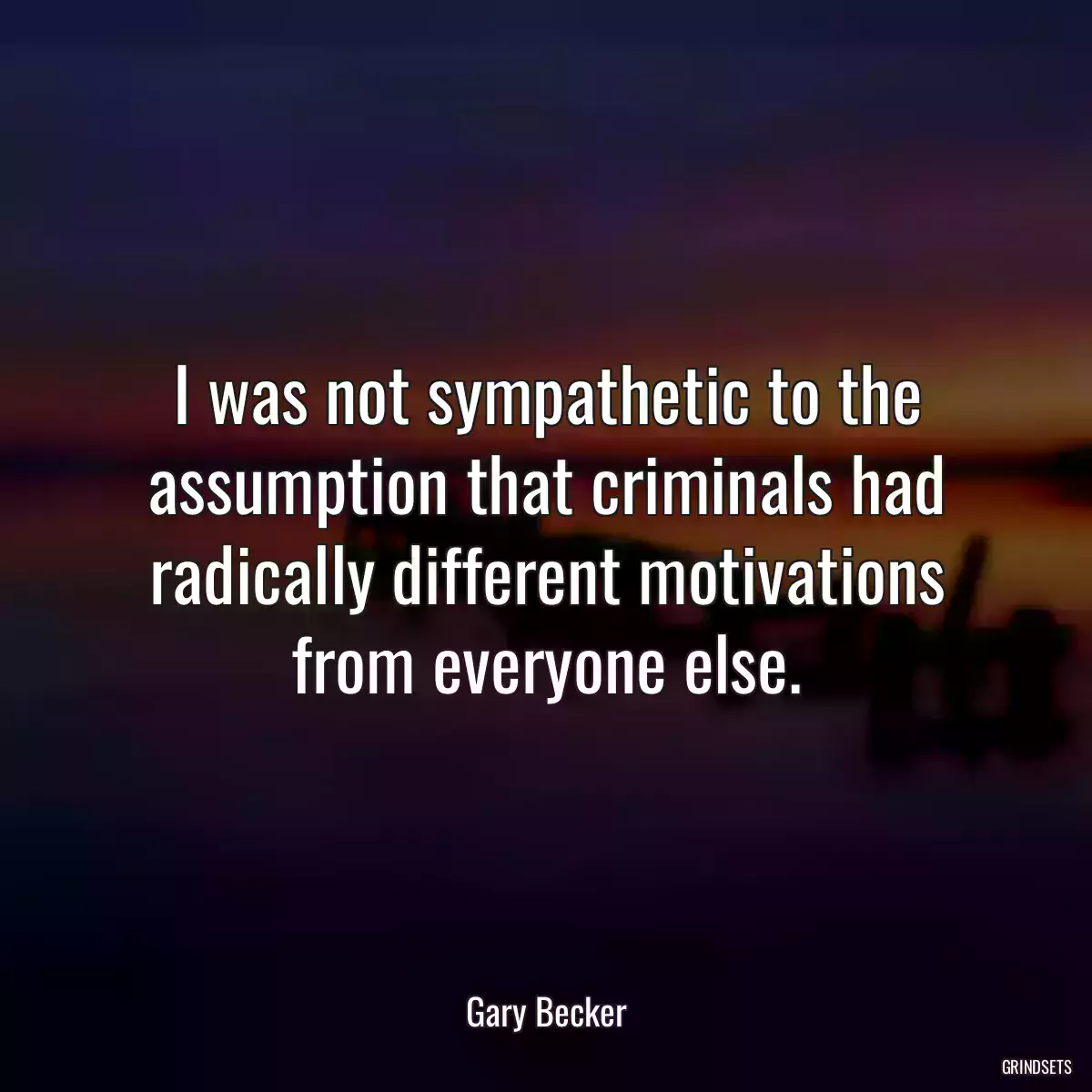 I was not sympathetic to the assumption that criminals had radically different motivations from everyone else.