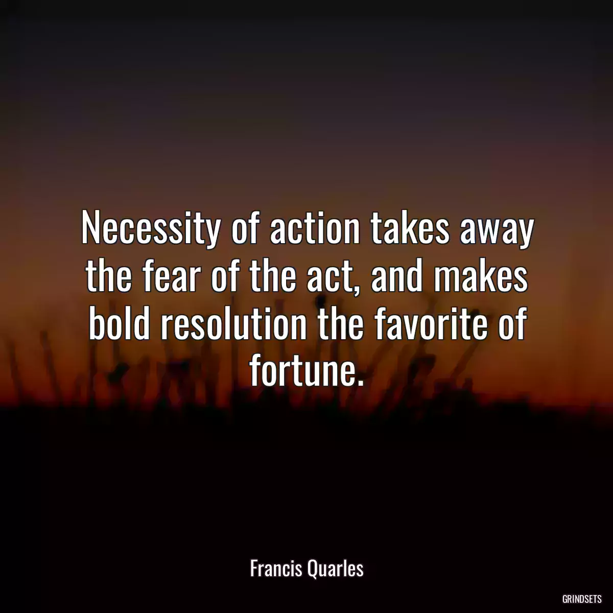 Necessity of action takes away the fear of the act, and makes bold resolution the favorite of fortune.