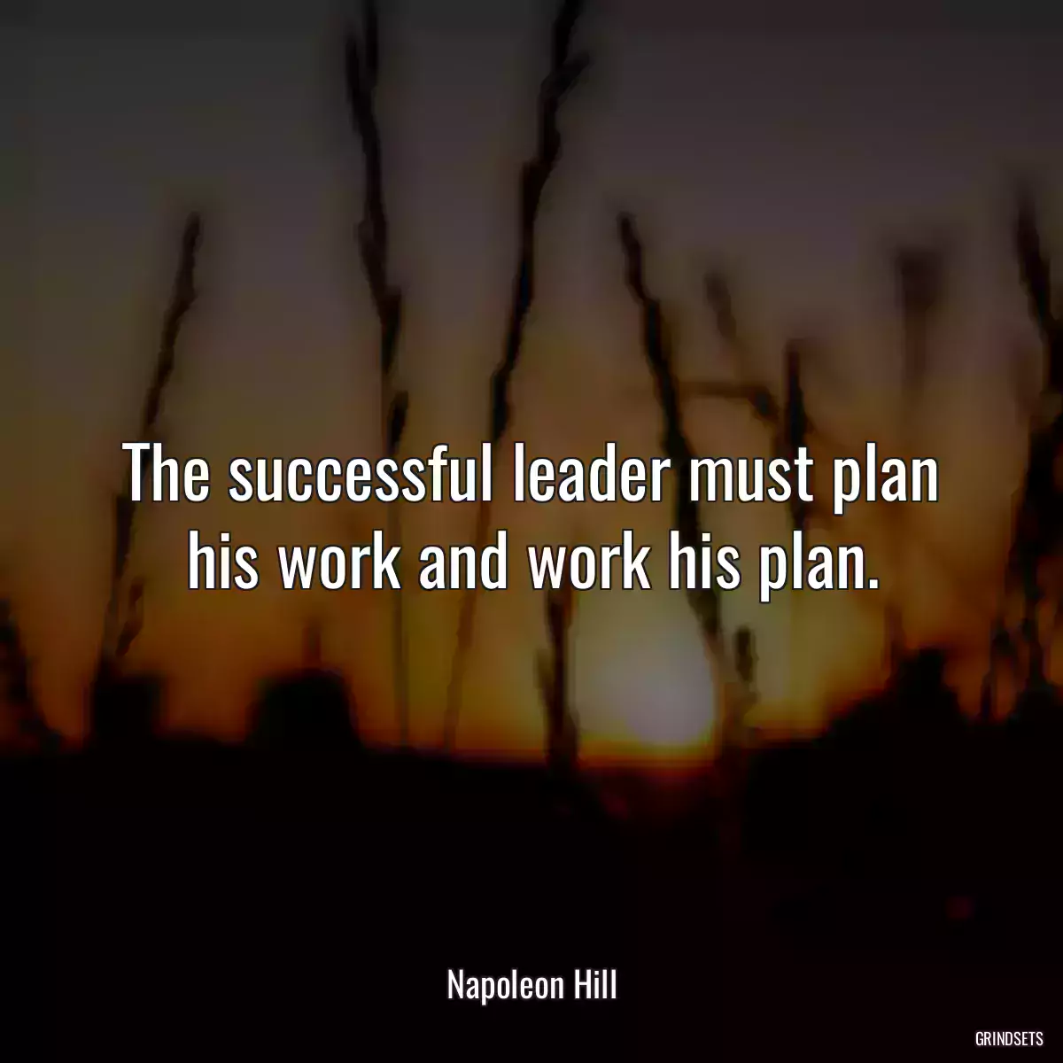 The successful leader must plan his work and work his plan.