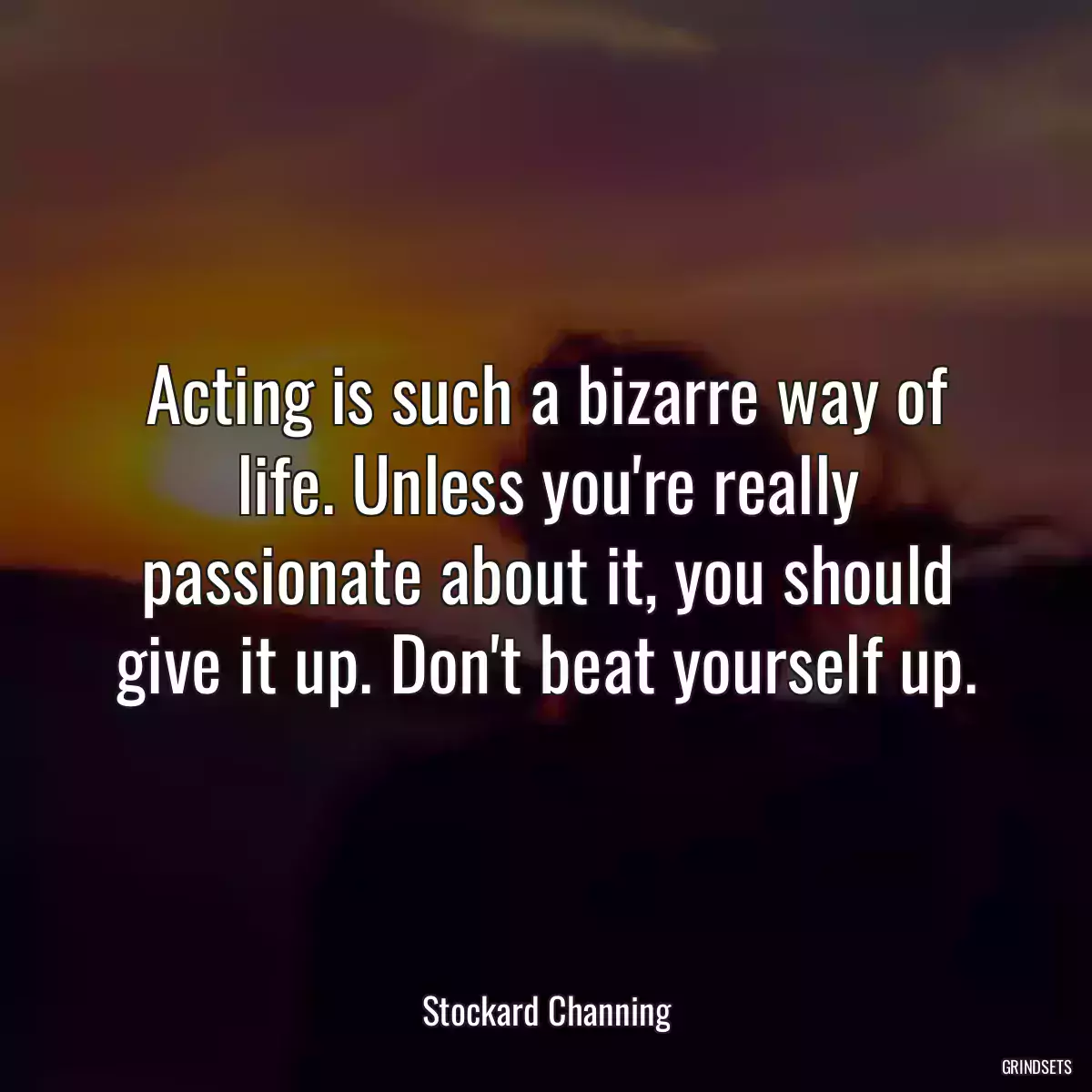 Acting is such a bizarre way of life. Unless you\'re really passionate about it, you should give it up. Don\'t beat yourself up.