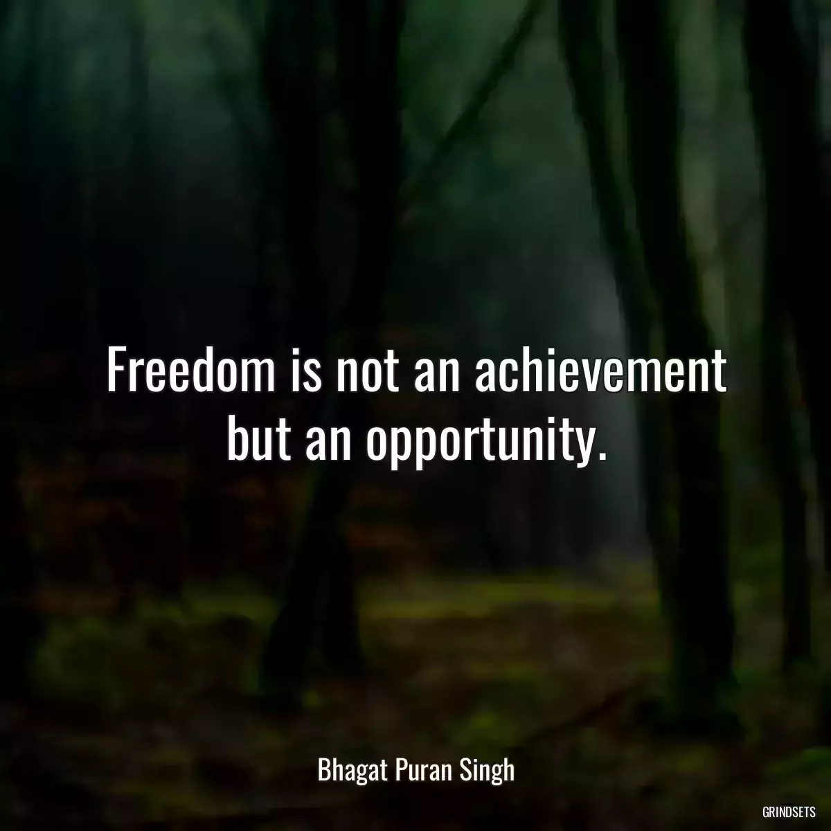 Freedom is not an achievement but an opportunity.