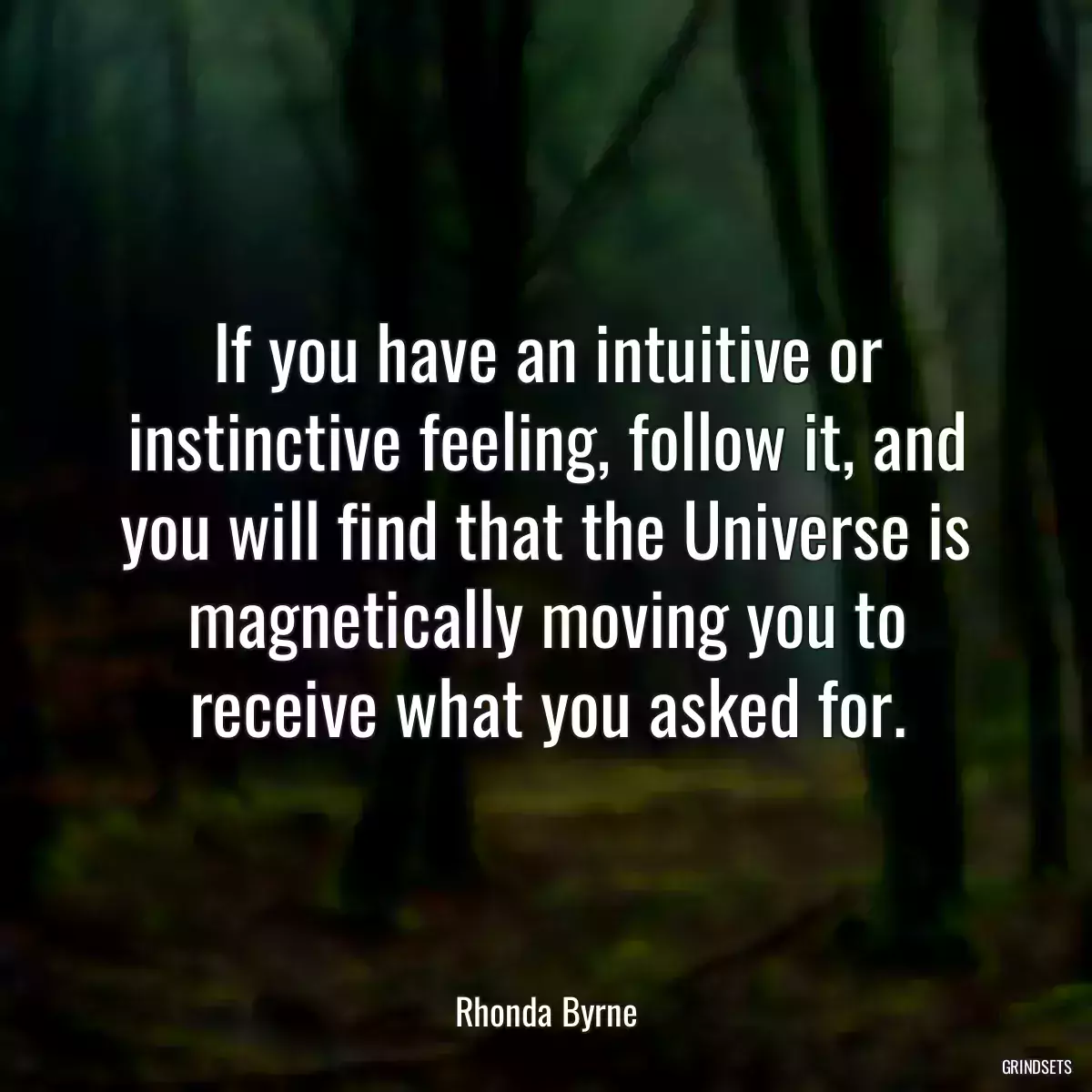 If you have an intuitive or instinctive feeling, follow it, and you will find that the Universe is magnetically moving you to receive what you asked for.