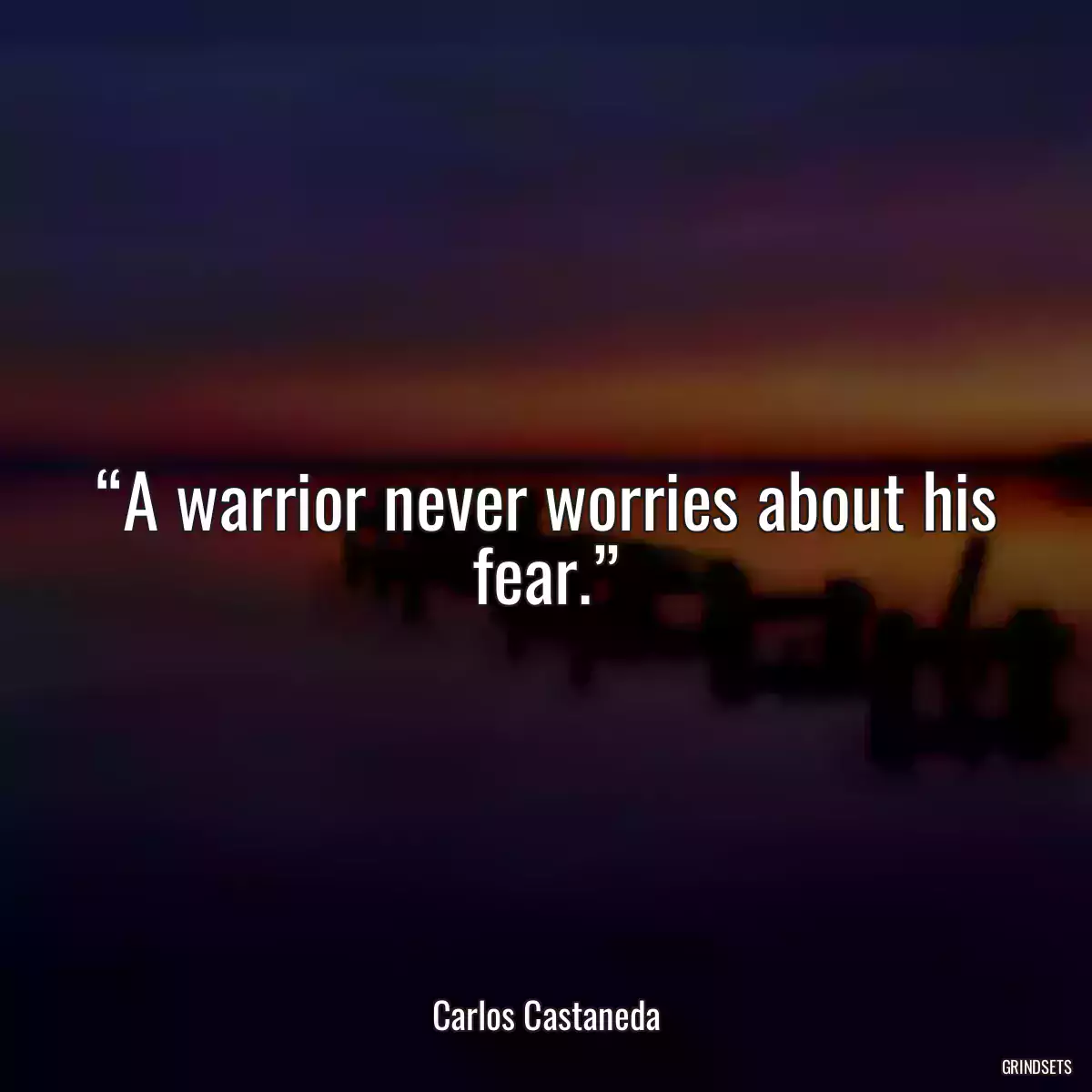 “A warrior never worries about his fear.”