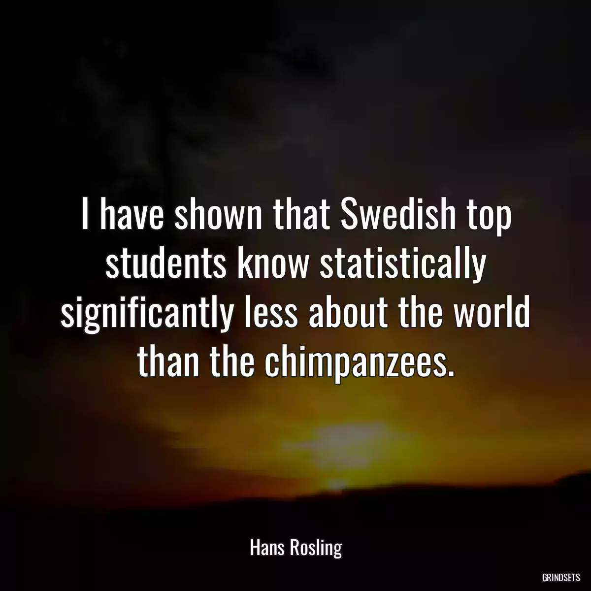 I have shown that Swedish top students know statistically significantly less about the world than the chimpanzees.