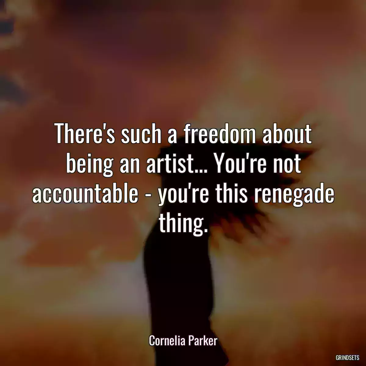 There\'s such a freedom about being an artist... You\'re not accountable - you\'re this renegade thing.