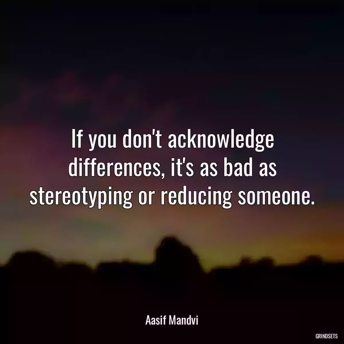 If you don\'t acknowledge differences, it\'s as bad as stereotyping or reducing someone.