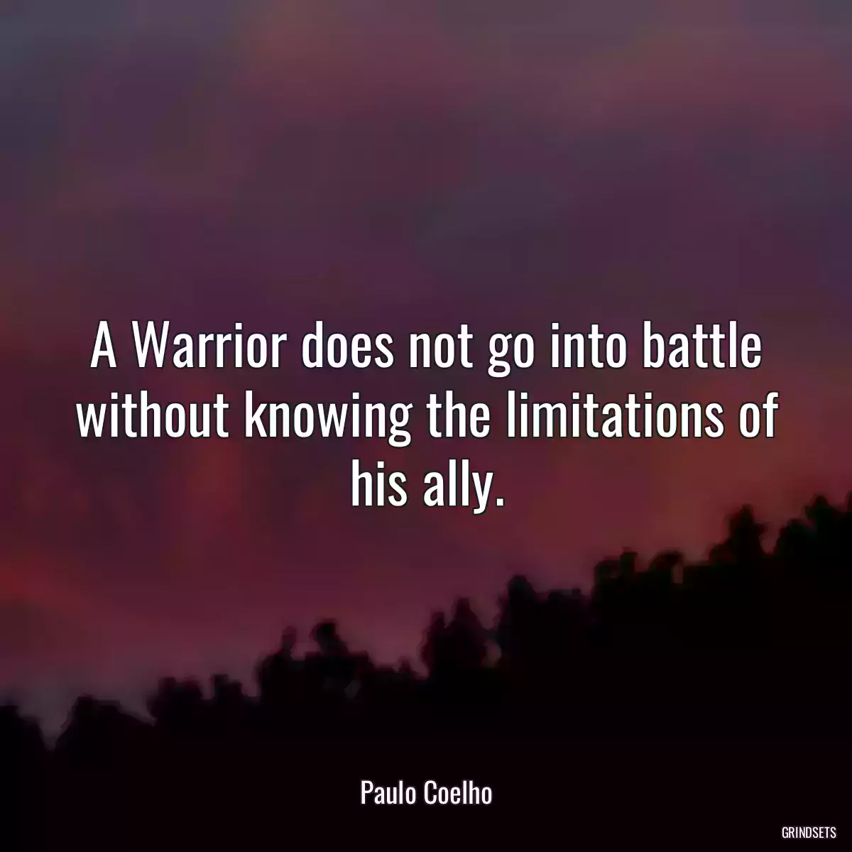 A Warrior does not go into battle without knowing the limitations of his ally.