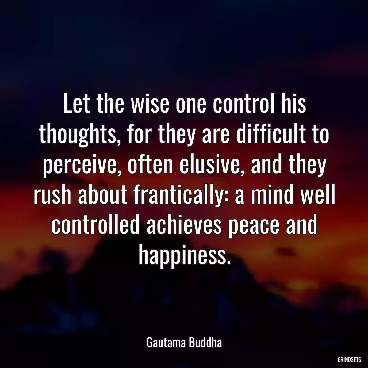 Let the wise one control his thoughts, for they are difficult to perceive, often elusive, and they rush about frantically: a mind well controlled achieves peace and happiness.