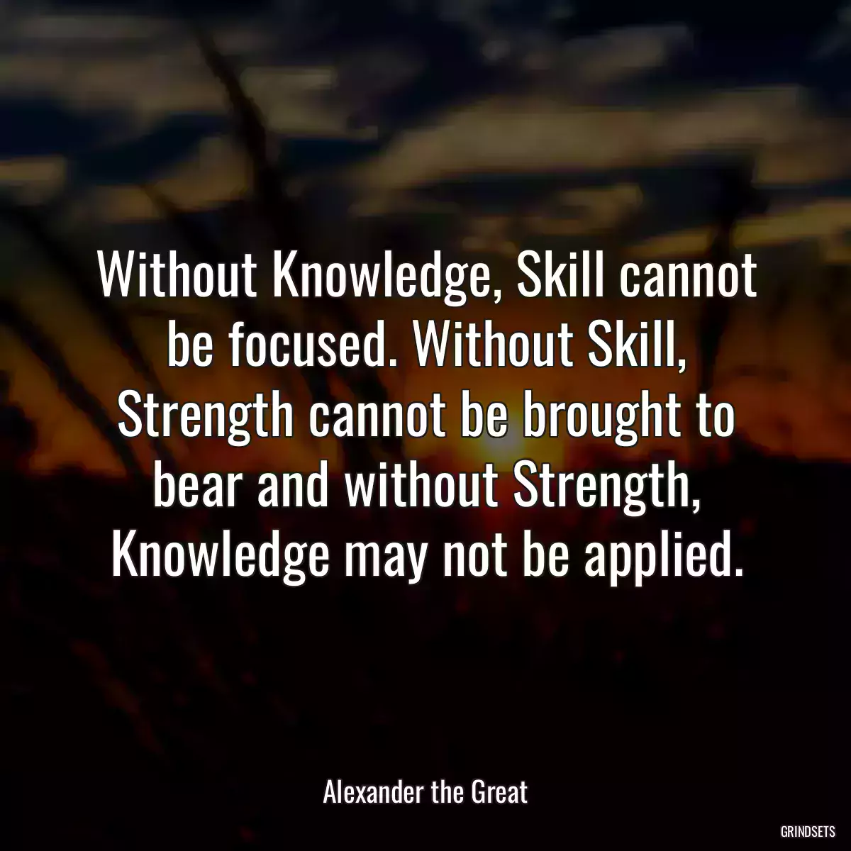 Without Knowledge, Skill cannot be focused. Without Skill, Strength cannot be brought to bear and without Strength, Knowledge may not be applied.