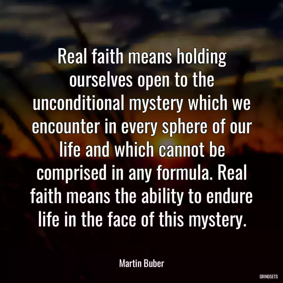 Real faith means holding ourselves open to the unconditional mystery which we encounter in every sphere of our life and which cannot be comprised in any formula. Real faith means the ability to endure life in the face of this mystery.