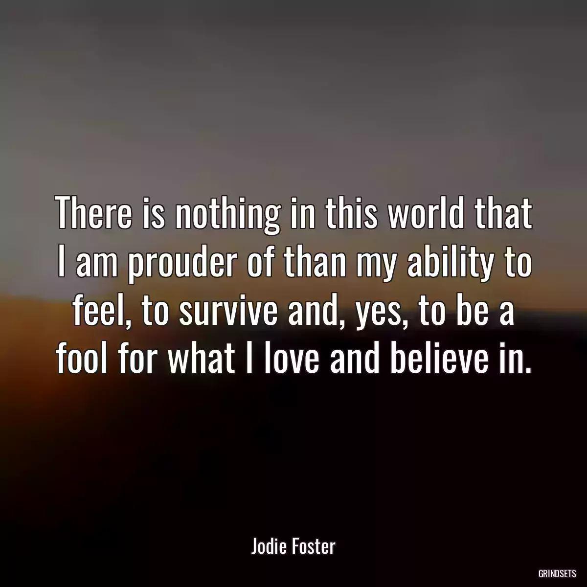 There is nothing in this world that I am prouder of than my ability to feel, to survive and, yes, to be a fool for what I love and believe in.