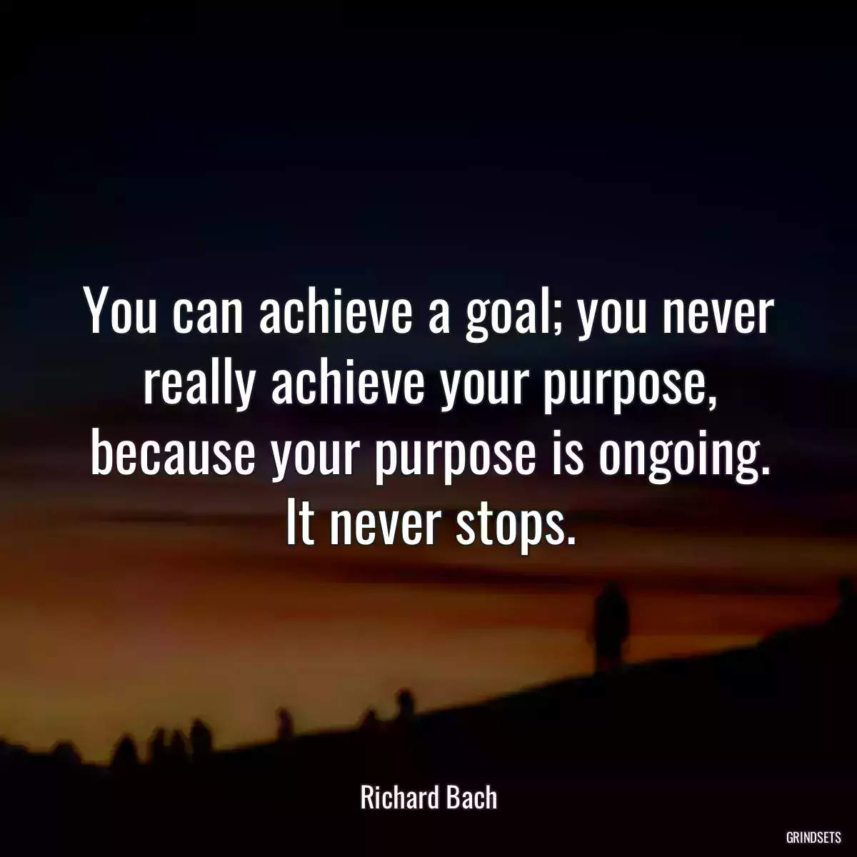 You can achieve a goal; you never really achieve your purpose, because your purpose is ongoing. It never stops.