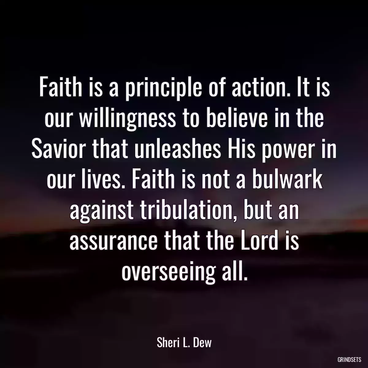 Faith is a principle of action. It is our willingness to believe in the Savior that unleashes His power in our lives. Faith is not a bulwark against tribulation, but an assurance that the Lord is overseeing all.