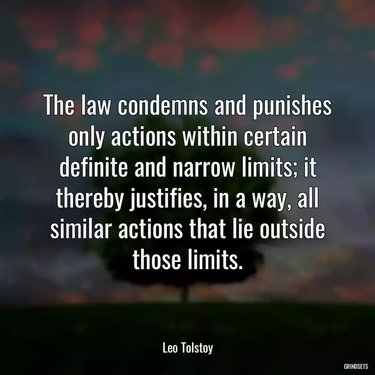 The law condemns and punishes only actions within certain definite and narrow limits; it thereby justifies, in a way, all similar actions that lie outside those limits.