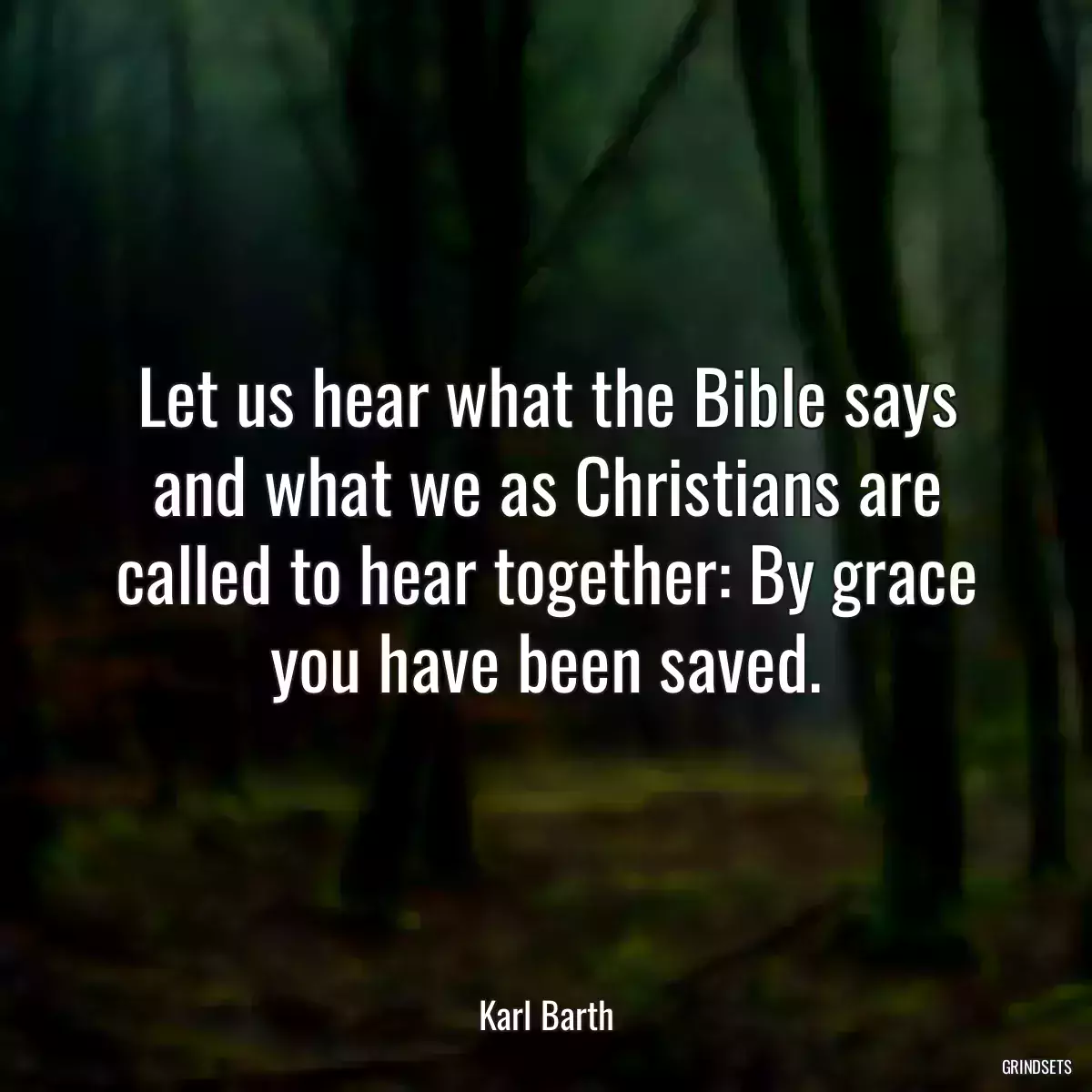 Let us hear what the Bible says and what we as Christians are called to hear together: By grace you have been saved.