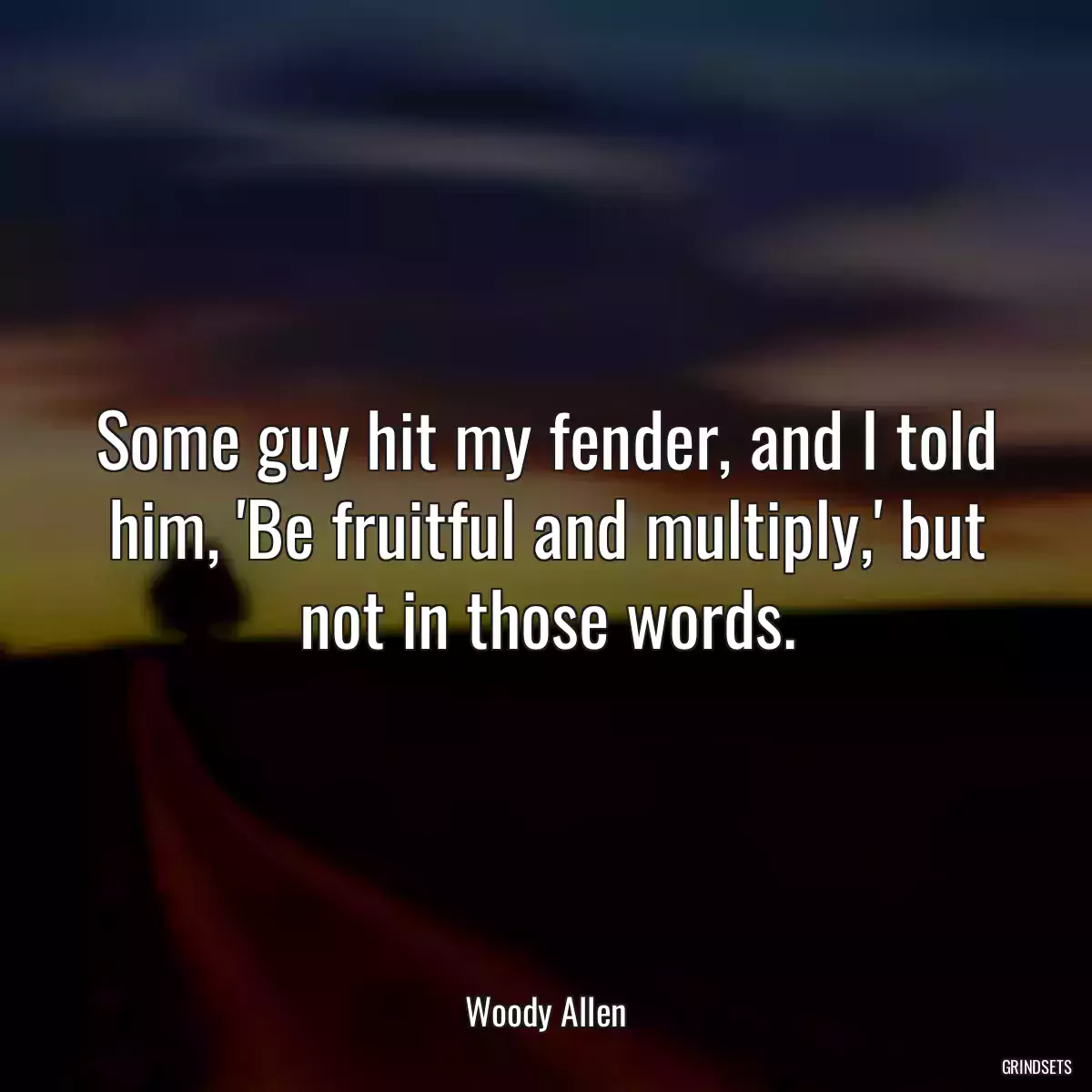 Some guy hit my fender, and I told him, \'Be fruitful and multiply,\' but not in those words.