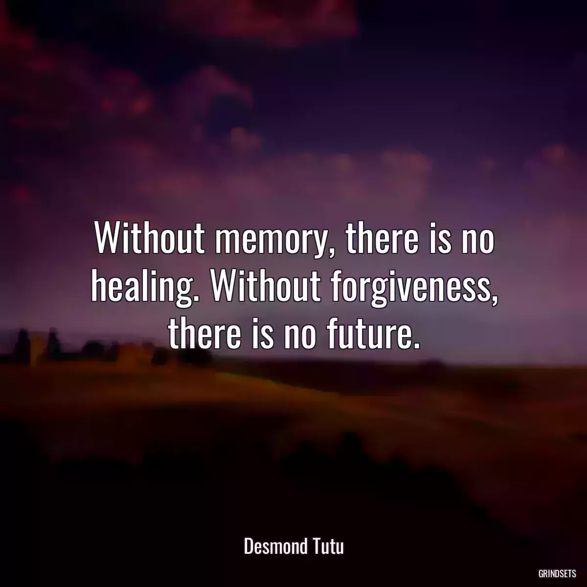 Without memory, there is no healing. Without forgiveness, there is no future.