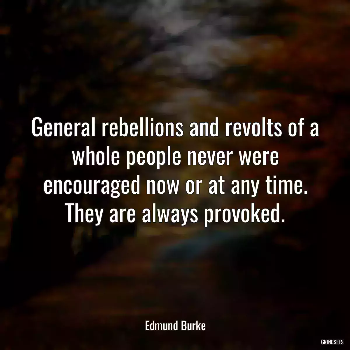 General rebellions and revolts of a whole people never were encouraged now or at any time. They are always provoked.