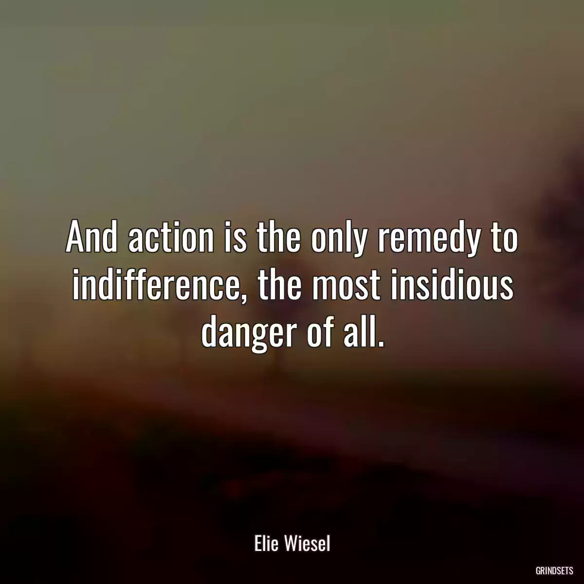 And action is the only remedy to indifference, the most insidious danger of all.