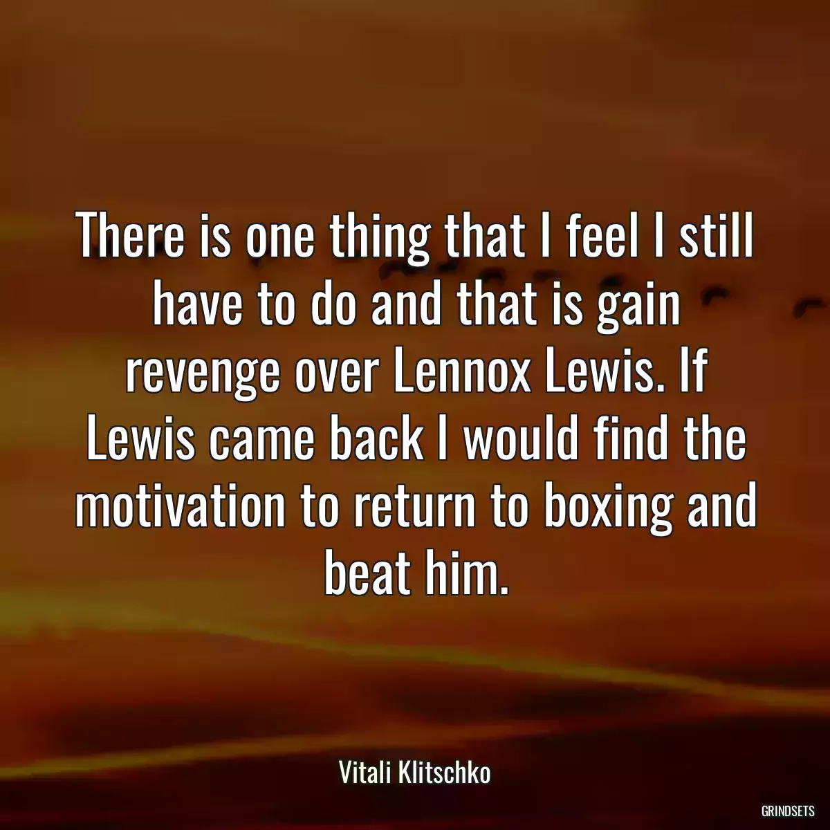 There is one thing that I feel I still have to do and that is gain revenge over Lennox Lewis. If Lewis came back I would find the motivation to return to boxing and beat him.