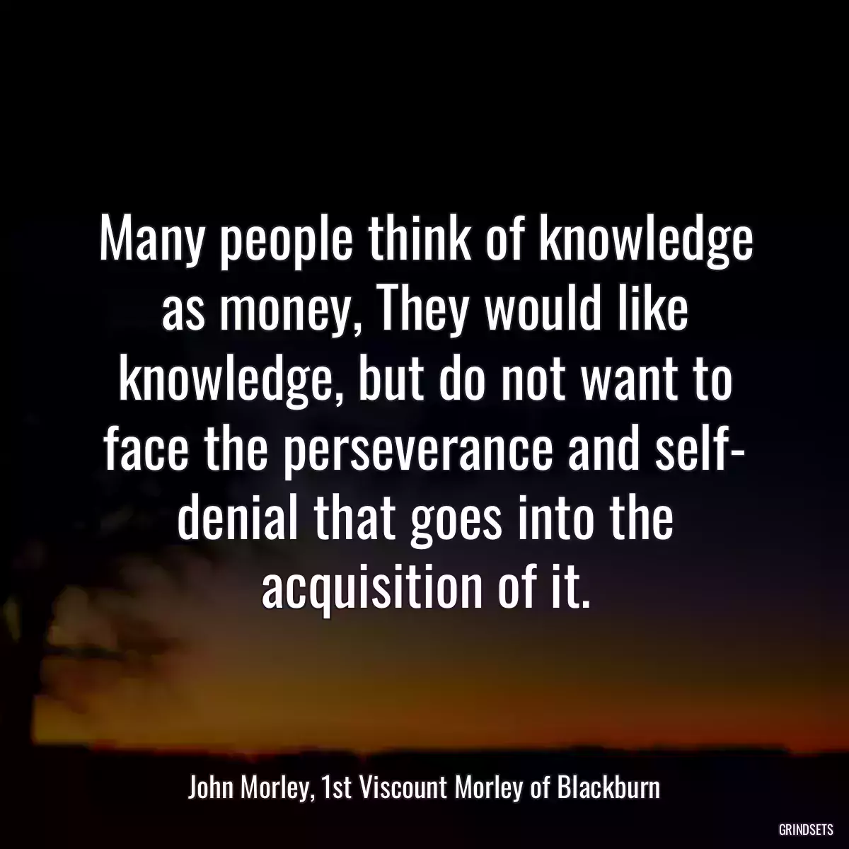 Many people think of knowledge as money, They would like knowledge, but do not want to face the perseverance and self- denial that goes into the acquisition of it.