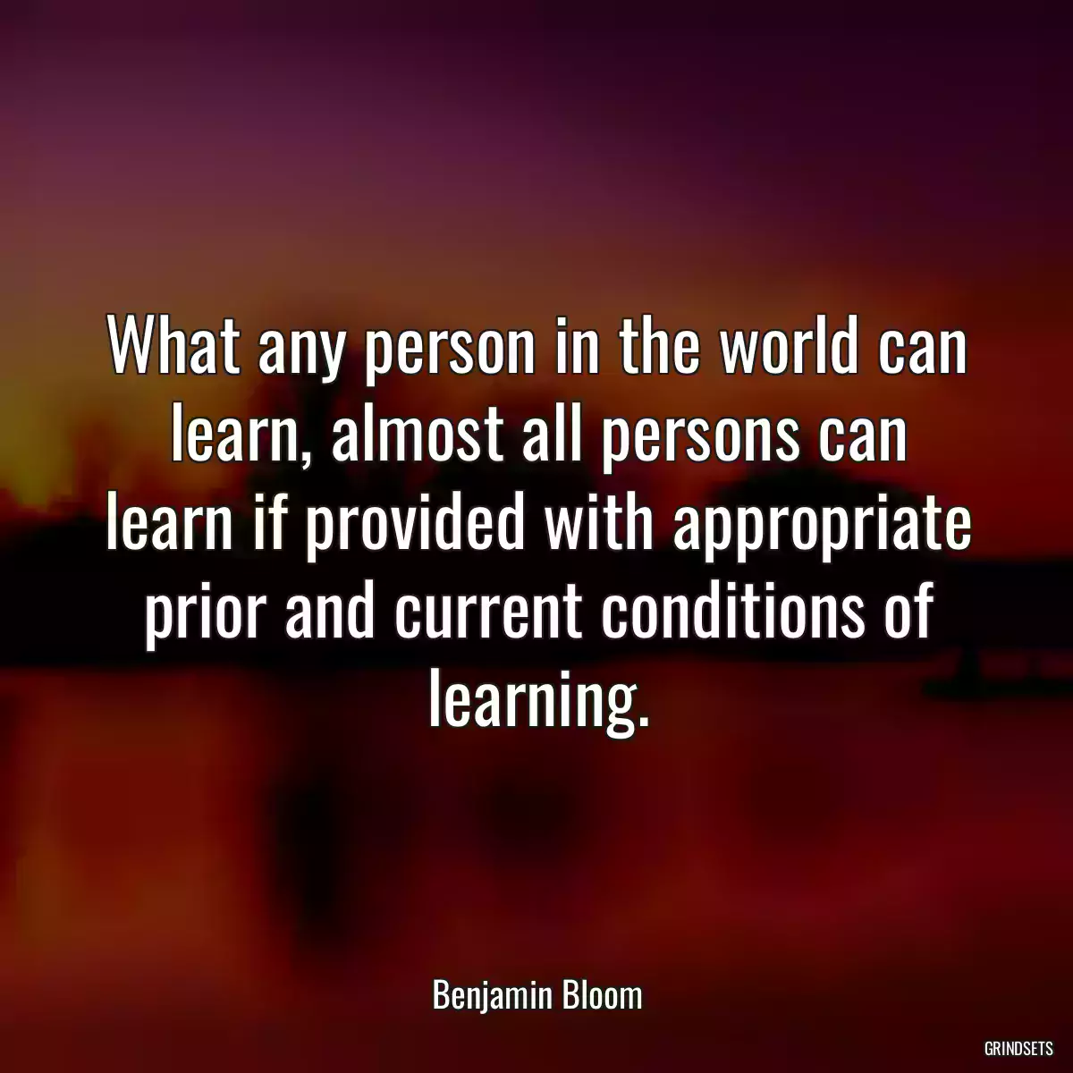 What any person in the world can learn, almost all persons can learn if provided with appropriate prior and current conditions of learning.