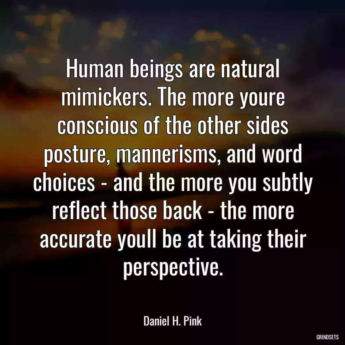 Human beings are natural mimickers. The more youre conscious of the other sides posture, mannerisms, and word choices - and the more you subtly reflect those back - the more accurate youll be at taking their perspective.