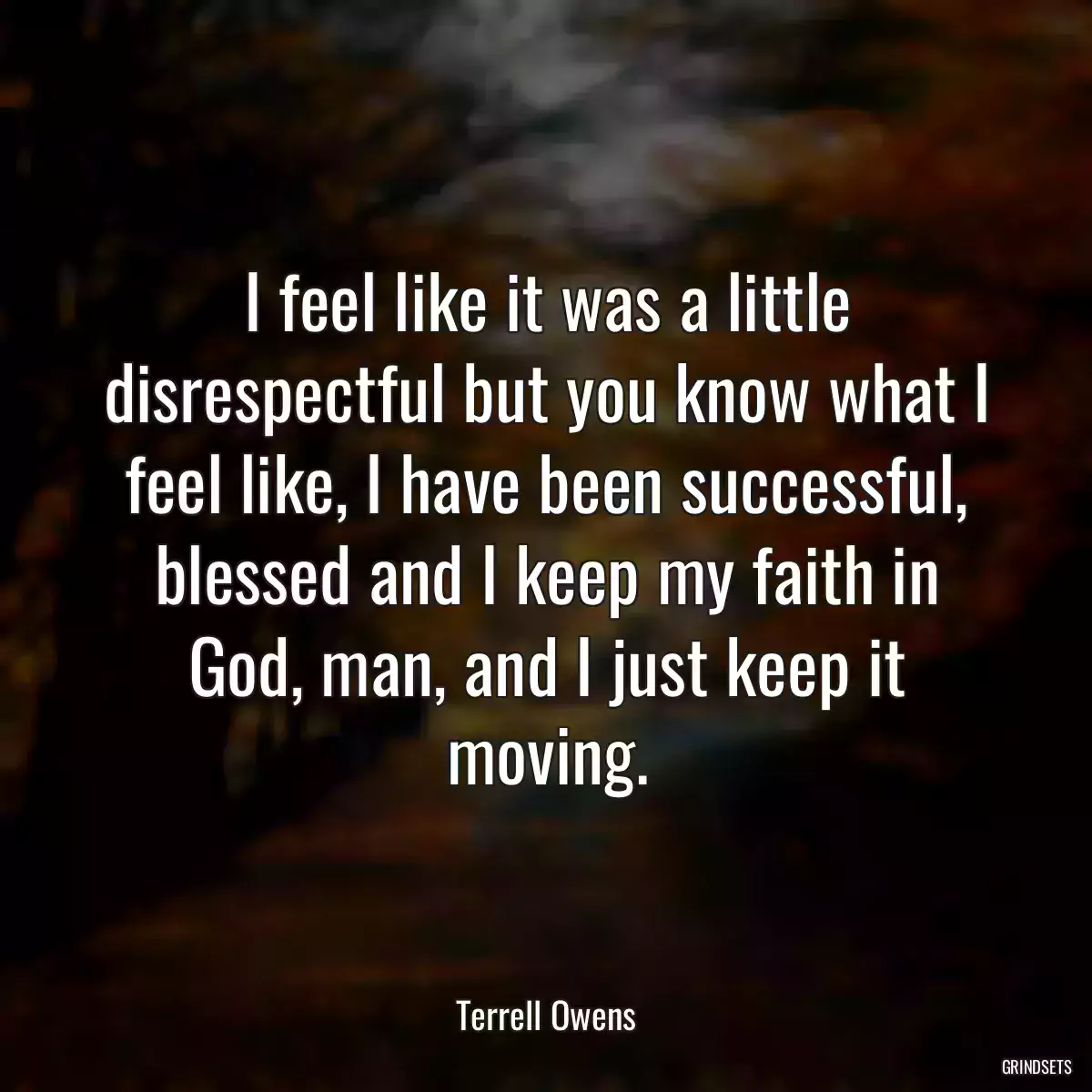 I feel like it was a little disrespectful but you know what I feel like, I have been successful, blessed and I keep my faith in God, man, and I just keep it moving.