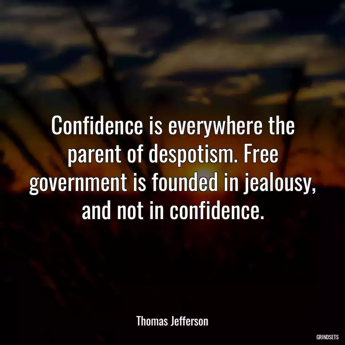 Confidence is everywhere the parent of despotism. Free government is founded in jealousy, and not in confidence.