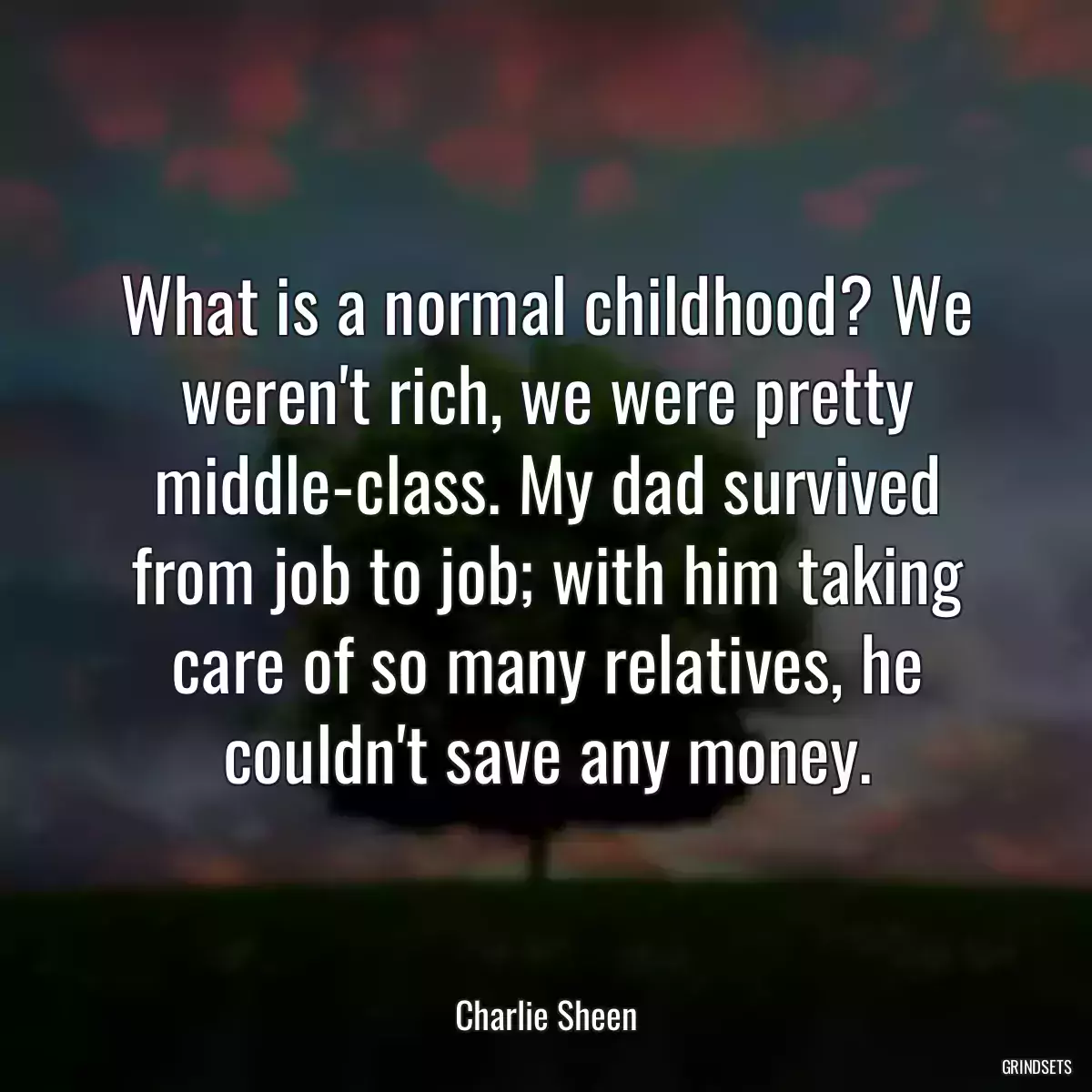 What is a normal childhood? We weren\'t rich, we were pretty middle-class. My dad survived from job to job; with him taking care of so many relatives, he couldn\'t save any money.