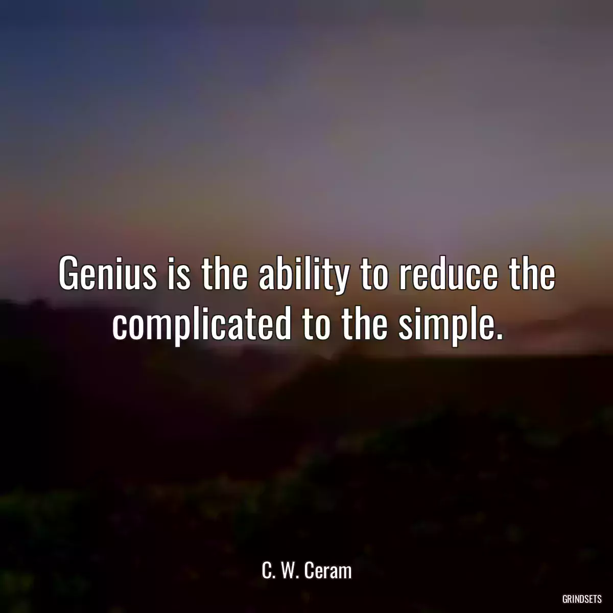 Genius is the ability to reduce the complicated to the simple.