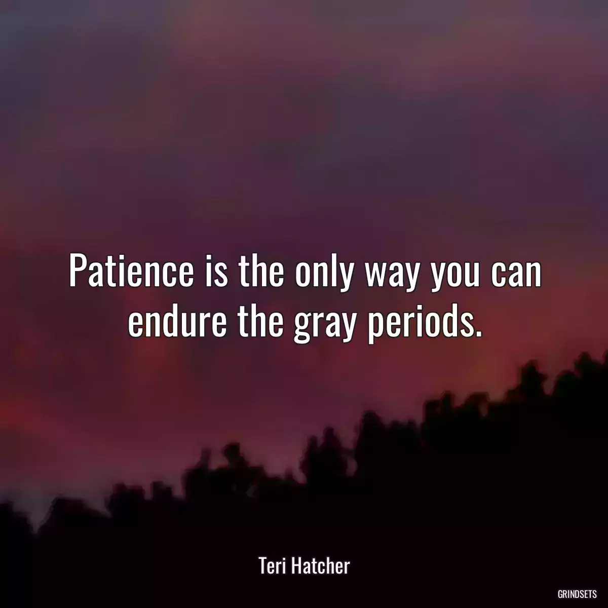 Patience is the only way you can endure the gray periods.