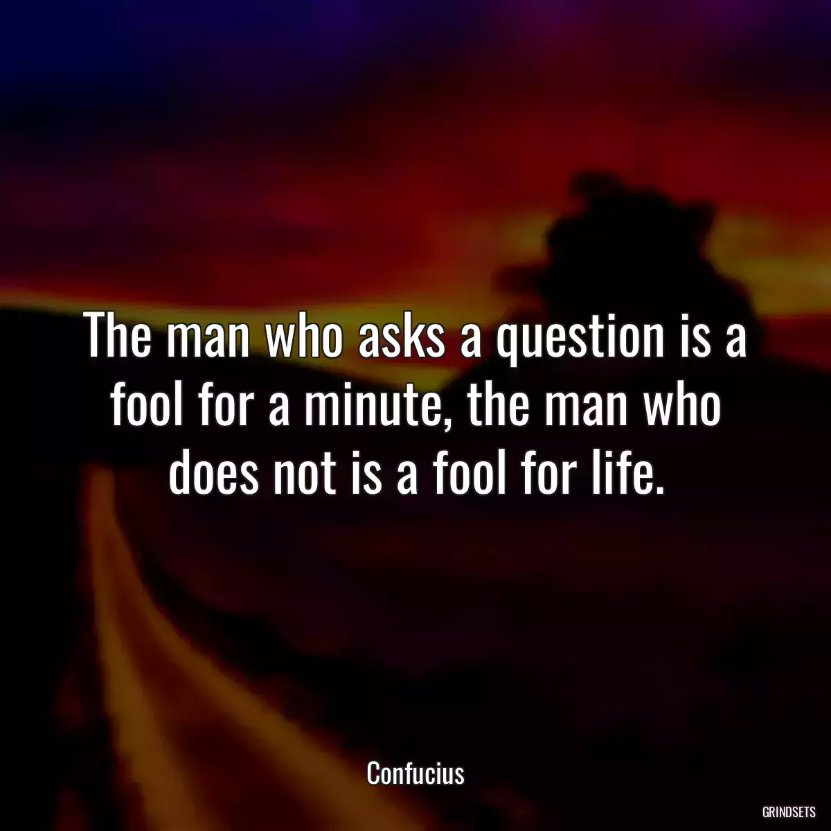 The man who asks a question is a fool for a minute, the man who does not is a fool for life.