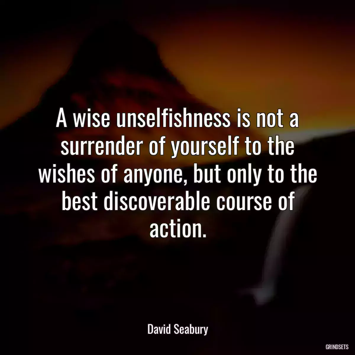 A wise unselfishness is not a surrender of yourself to the wishes of anyone, but only to the best discoverable course of action.