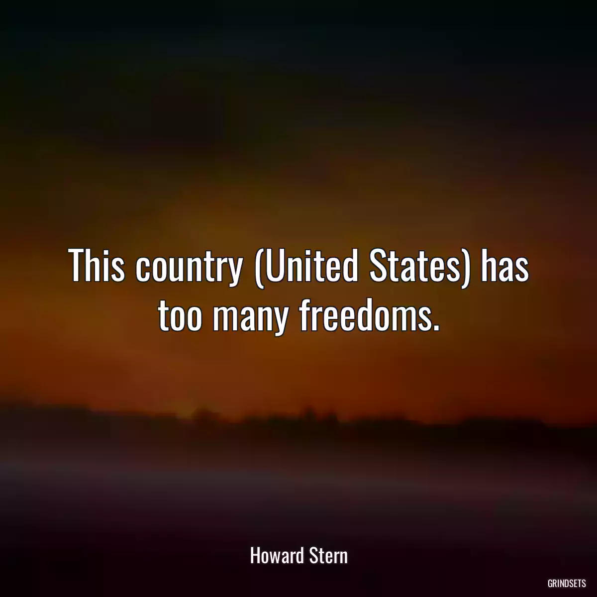 This country (United States) has too many freedoms.