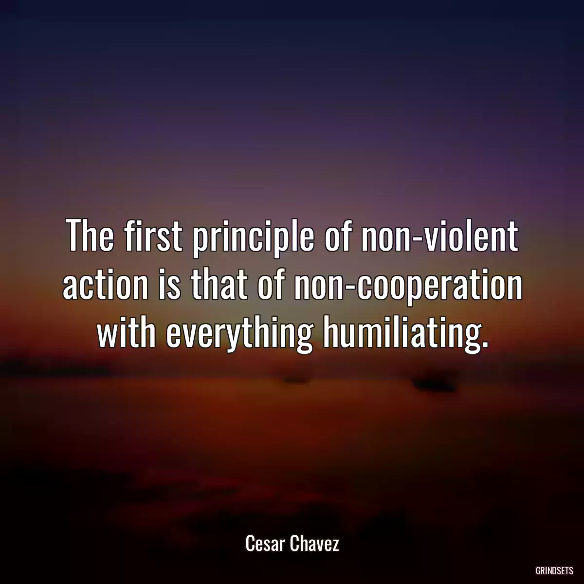 The first principle of non-violent action is that of non-cooperation with everything humiliating.