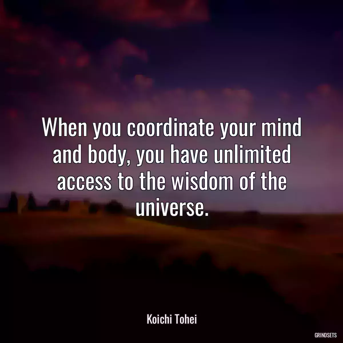 When you coordinate your mind and body, you have unlimited access to the wisdom of the universe.