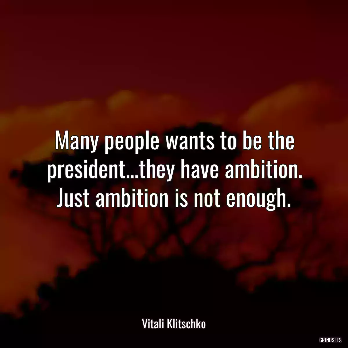 Many people wants to be the president...they have ambition. Just ambition is not enough.