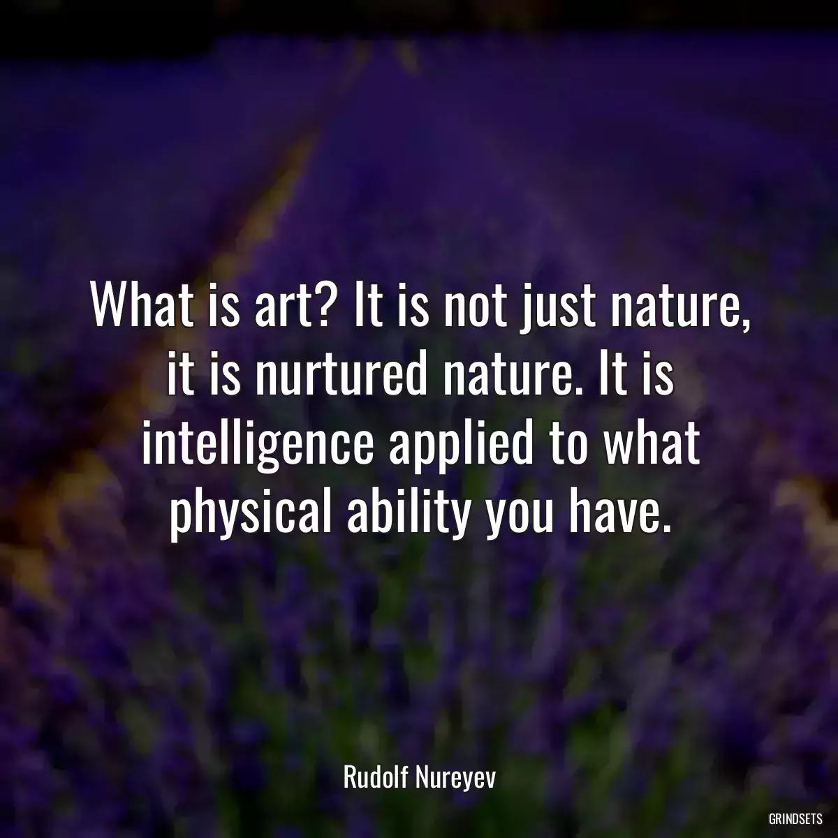 What is art? It is not just nature, it is nurtured nature. It is intelligence applied to what physical ability you have.