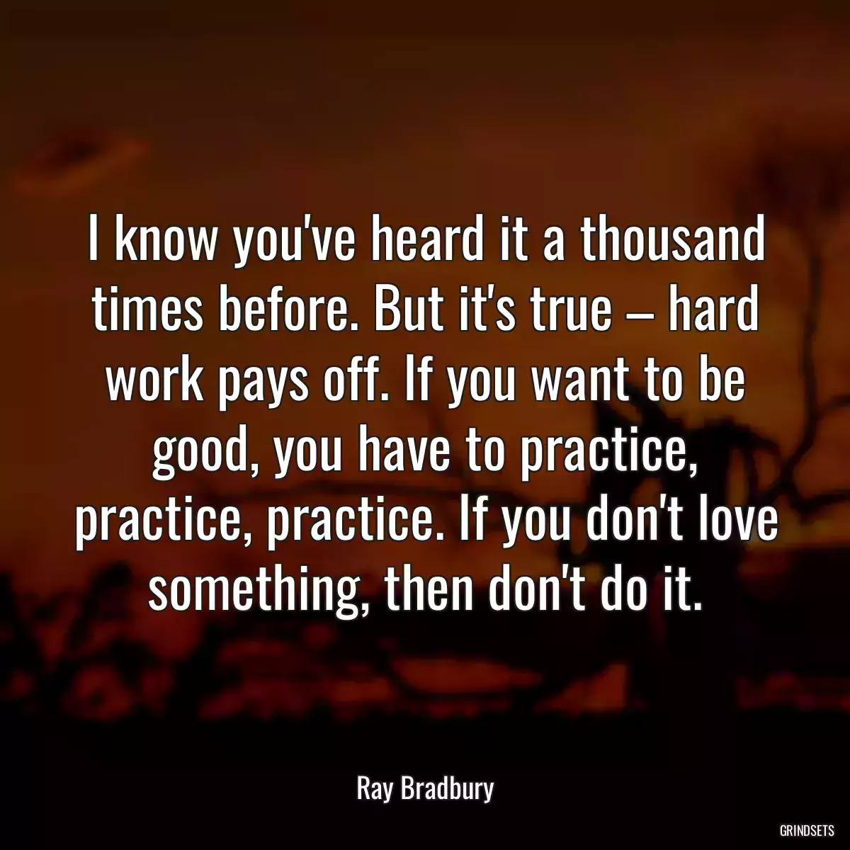 I know you\'ve heard it a thousand times before. But it\'s true – hard work pays off. If you want to be good, you have to practice, practice, practice. If you don\'t love something, then don\'t do it.