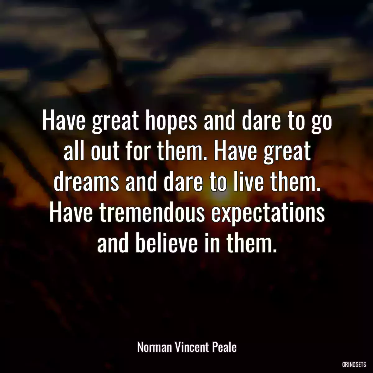 Have great hopes and dare to go all out for them. Have great dreams and dare to live them. Have tremendous expectations and believe in them.