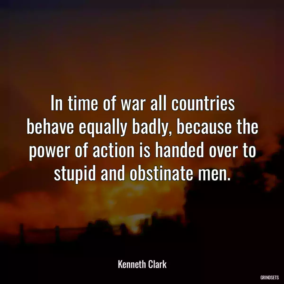 In time of war all countries behave equally badly, because the power of action is handed over to stupid and obstinate men.