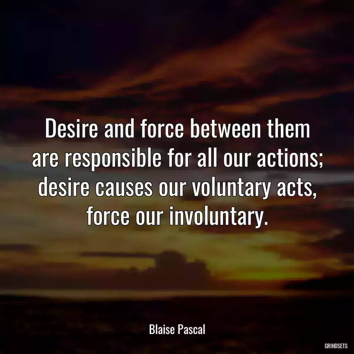 Desire and force between them are responsible for all our actions; desire causes our voluntary acts, force our involuntary.