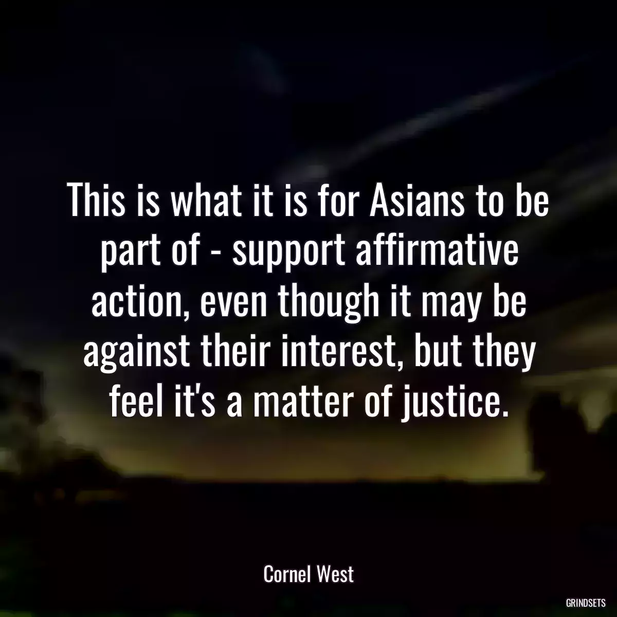 This is what it is for Asians to be part of - support affirmative action, even though it may be against their interest, but they feel it\'s a matter of justice.