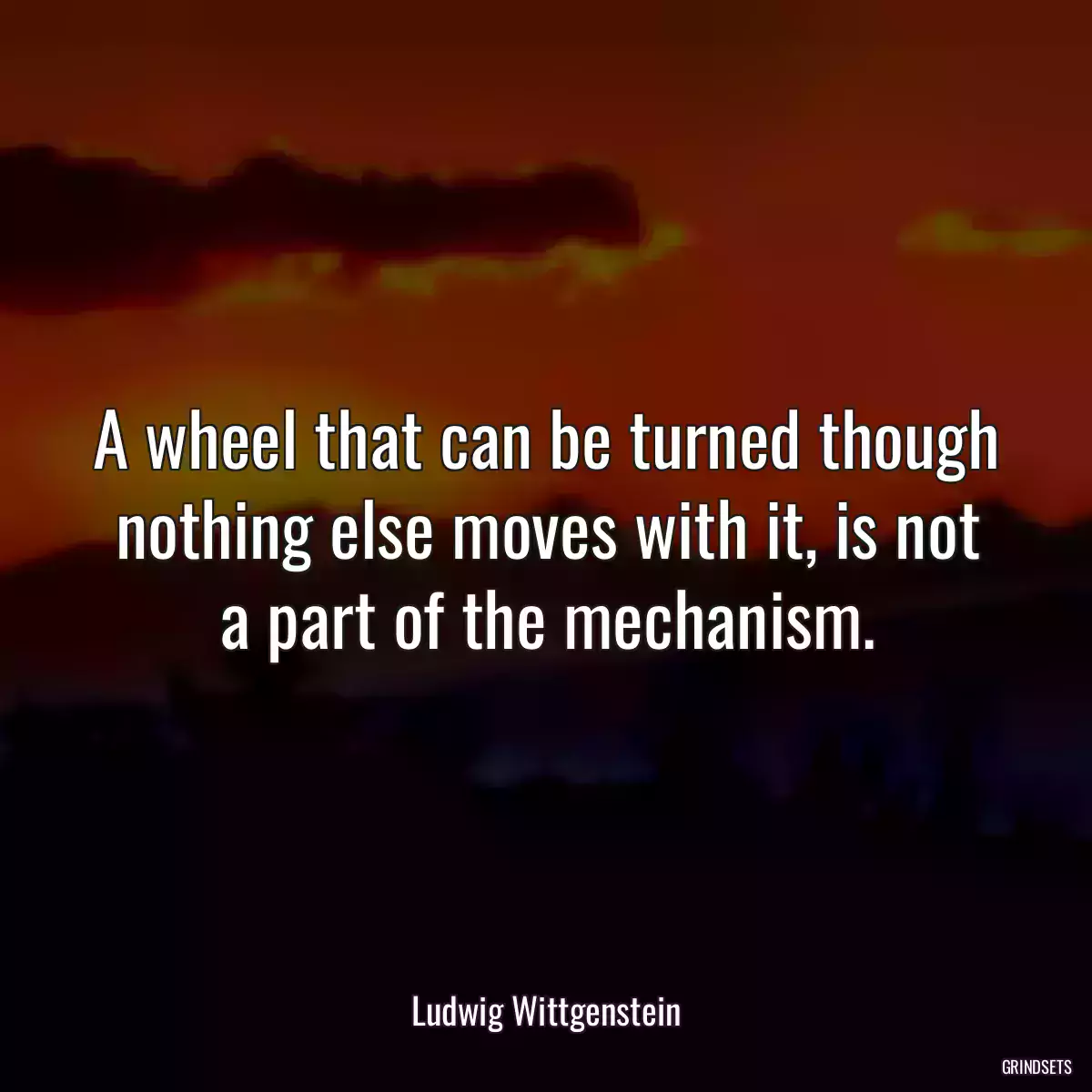 A wheel that can be turned though nothing else moves with it, is not a part of the mechanism.