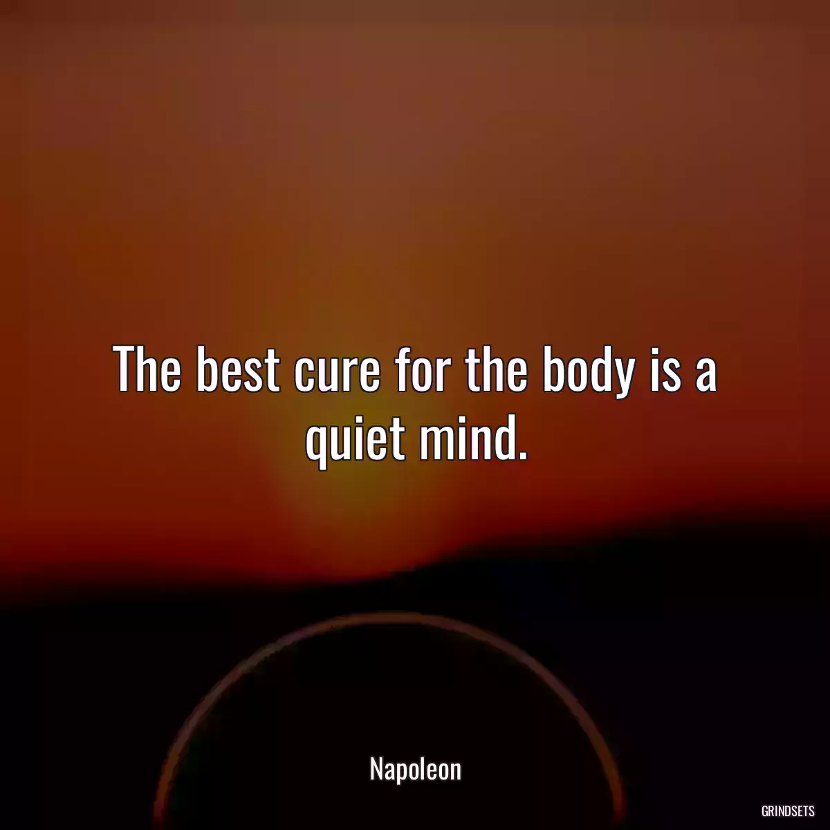 The best cure for the body is a quiet mind.