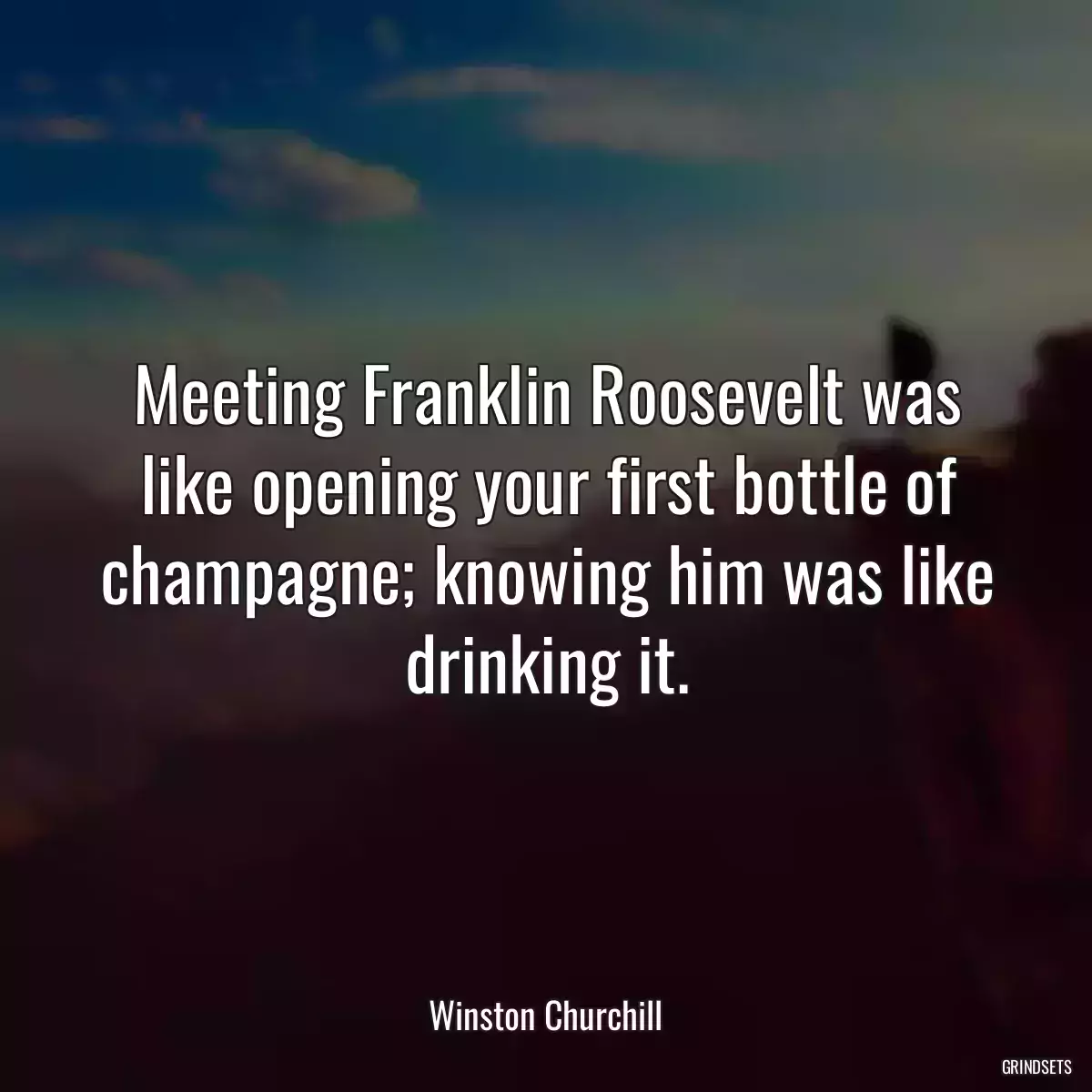 Meeting Franklin Roosevelt was like opening your first bottle of champagne; knowing him was like drinking it.