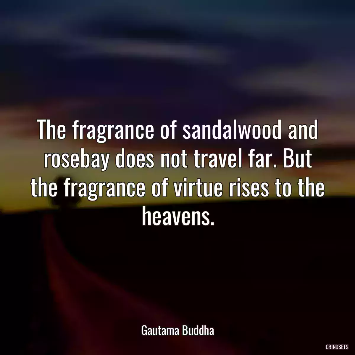 The fragrance of sandalwood and rosebay does not travel far. But the fragrance of virtue rises to the heavens.