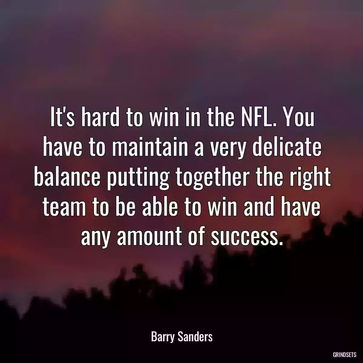 It\'s hard to win in the NFL. You have to maintain a very delicate balance putting together the right team to be able to win and have any amount of success.