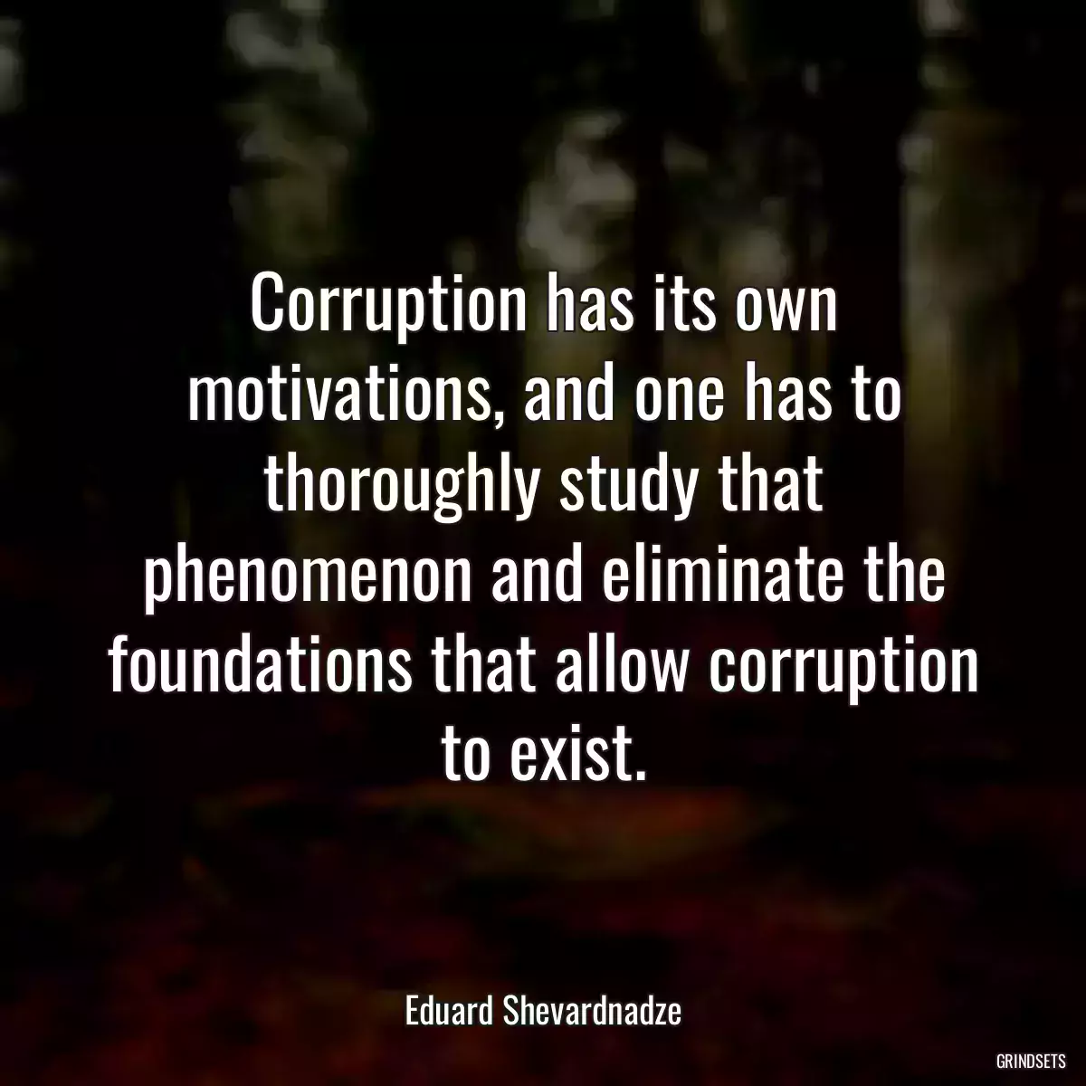 Corruption has its own motivations, and one has to thoroughly study that phenomenon and eliminate the foundations that allow corruption to exist.